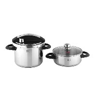 دیگ زودپز دوقلو پارس استیل 4 و 6 لیتری با درب پیرکس