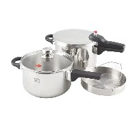 دیگ زودپز دوقلو پارس استیل 4.5 و 6 لیتری با درب پیرکس