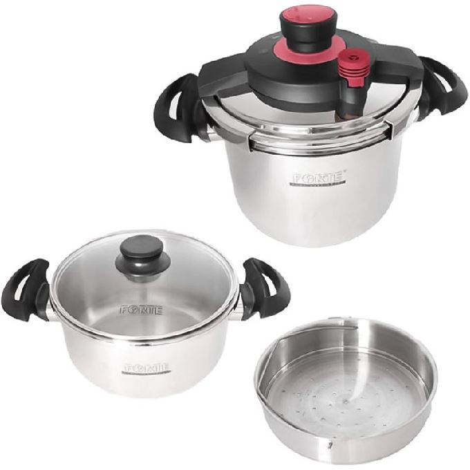 دیگ زودپز دوقلو فورته 4 و 6 لیتری با بخاپز